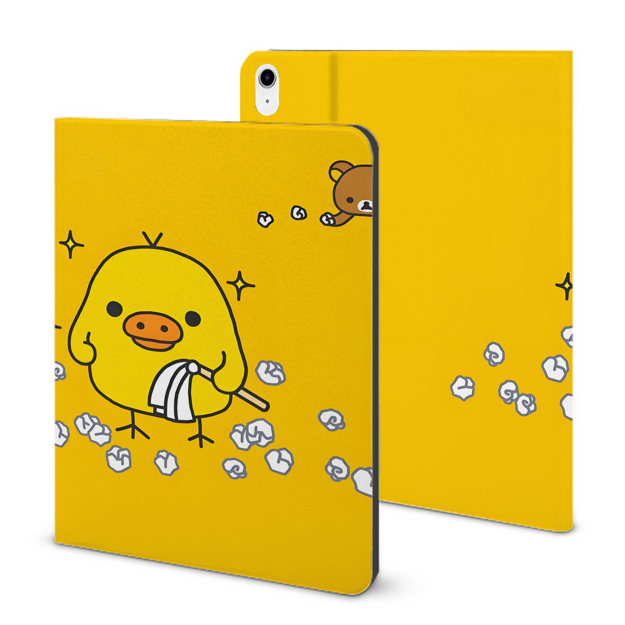 （画像用） リラックマ リラックマ キイロイトリ Rilakkuma Korilakkuma Kiiroitori IPad ケース ブック型 PUレザー TPU 耐衝撃 軽量 薄型 ペン収納なし 全面保護 IPad 各モデル対応